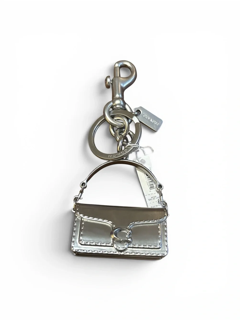 Coach Silver Tabby Mini Handbag Keychain Charm NWT